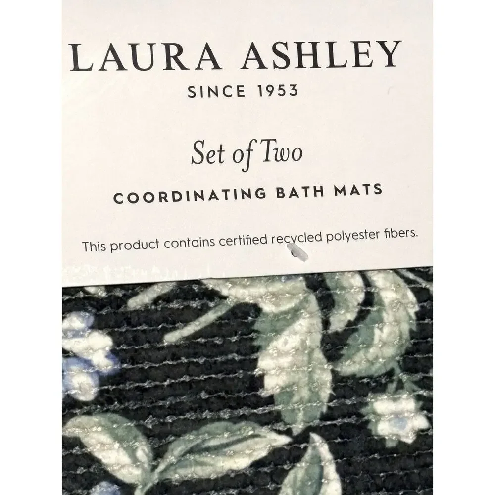 Laura Ashley Bramble Berry Bath Mat Rugs Set Green 2 Pcs 20
